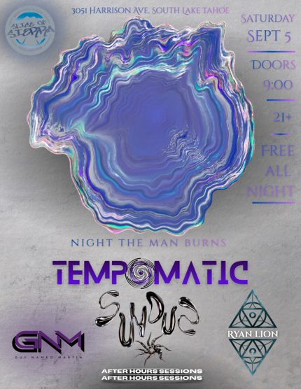 Night The Man Burns at Slice Of Sierra — Saturday Sept 5 flyer